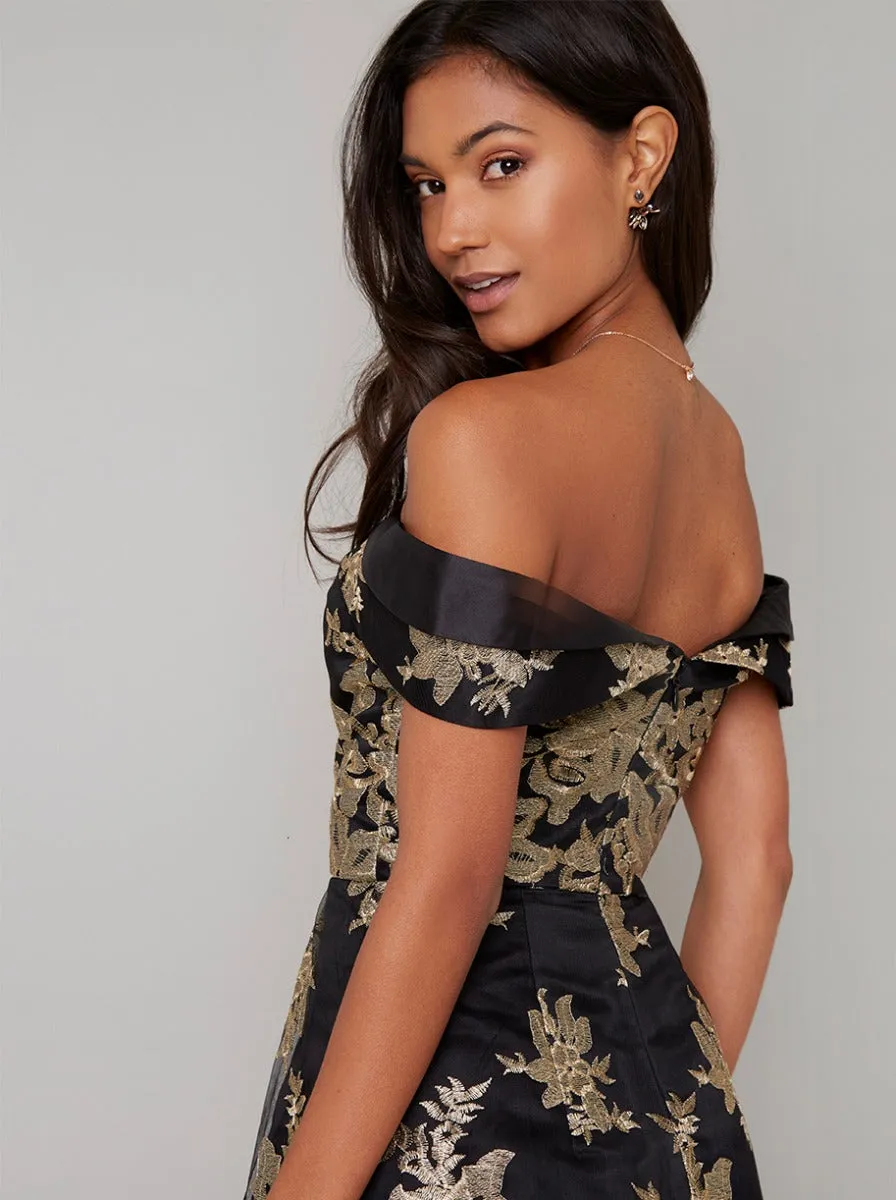 Bardot Embroidered Lace Mini Dress in Black sold by Chi Chi London product image thumbnail 3