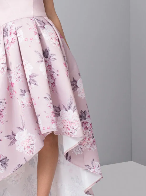 Bardot Floral Print Dip Hem Dress in Purple sold by Chi Chi London product image thumbnail 3