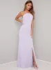 Lace Back Cami Strap Fiited Bodice Maxi Dress in Purple sold by Chi Chi London