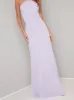 Lace Back Cami Strap Fiited Bodice Maxi Dress in Purple sold by Chi Chi London