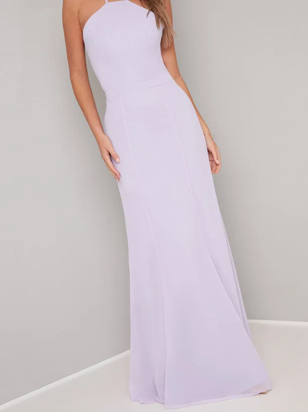Lace Back Cami Strap Fiited Bodice Maxi Dress in Purple sold by Chi Chi London product image thumbnail 2