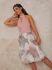 Halter Neck Floral Print Skater Dress in Pink sold by Chi Chi London