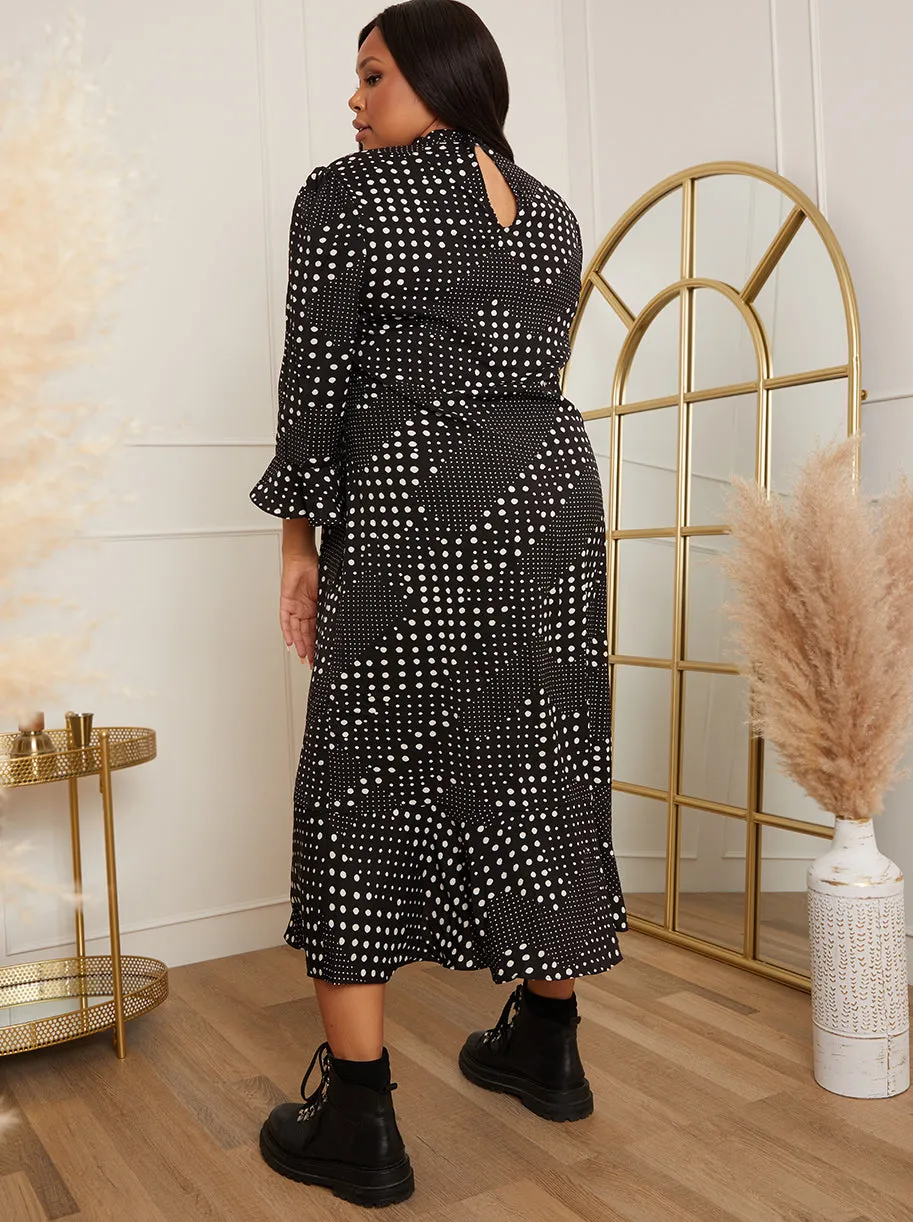 Plus Size Polka Dot Print Midi Dress in Black sold by Chi Chi London product image thumbnail 4