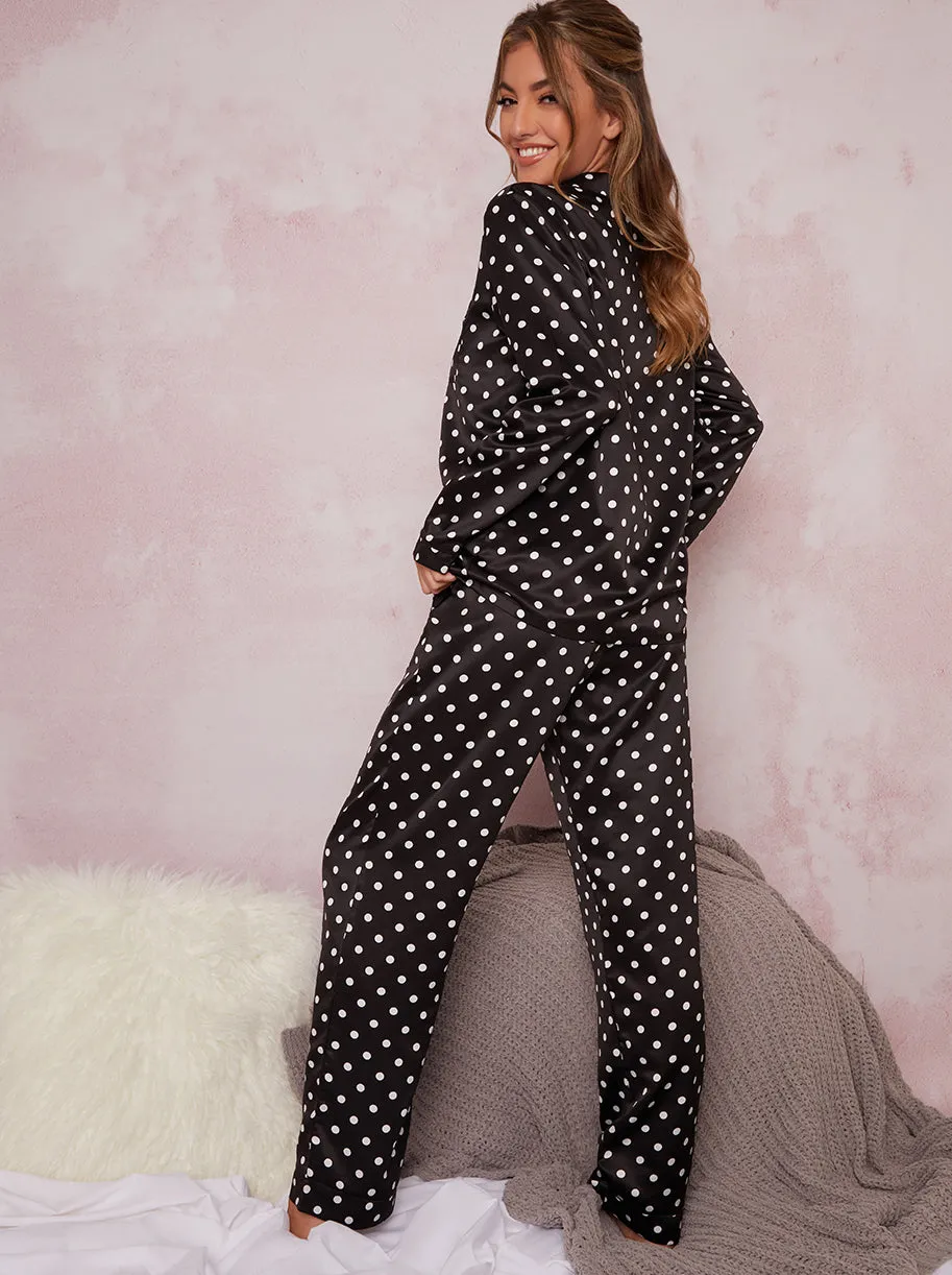 Satin Polka Dot Pyjamas in Black sold by Chi Chi London product image thumbnail 4
