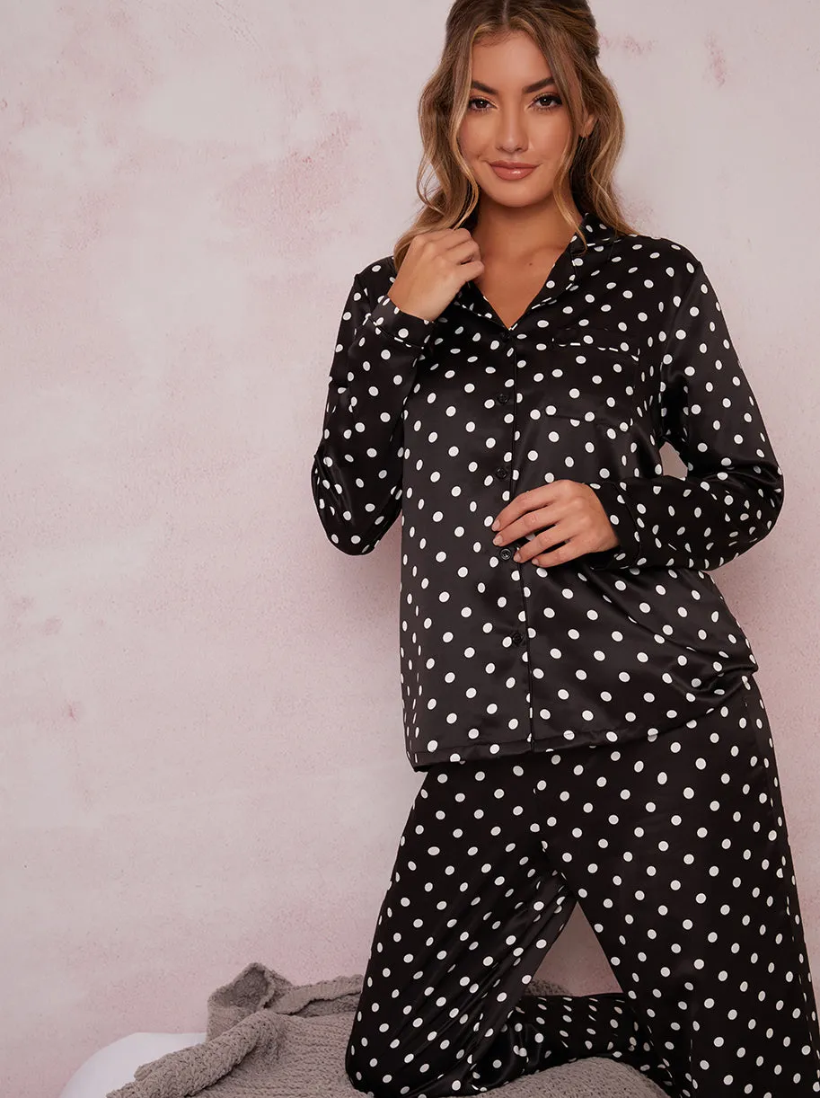 Satin Polka Dot Pyjamas in Black sold by Chi Chi London product image thumbnail 2