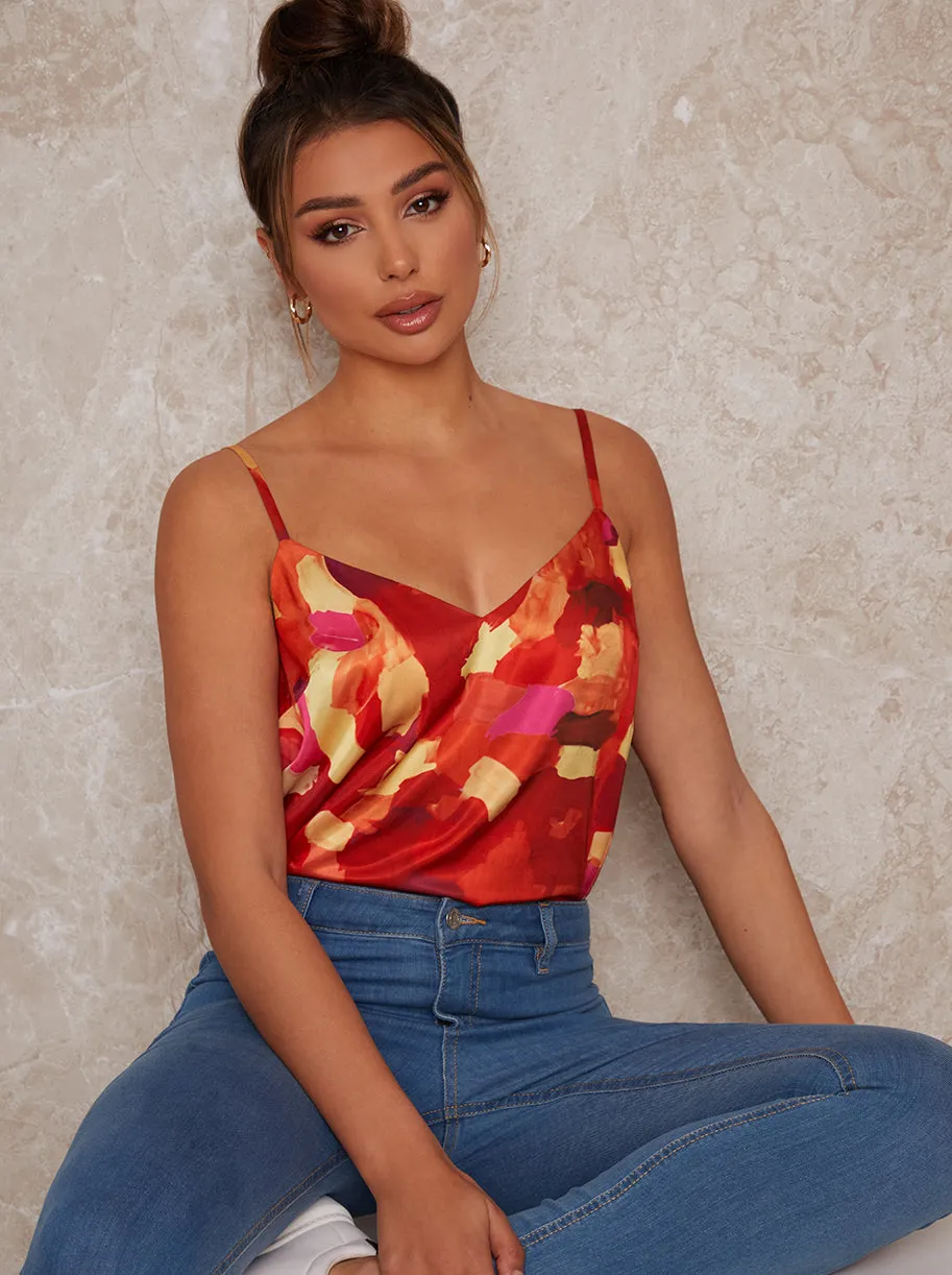 Abstract Print Cami Top in Bright Multi sold by Chi Chi London