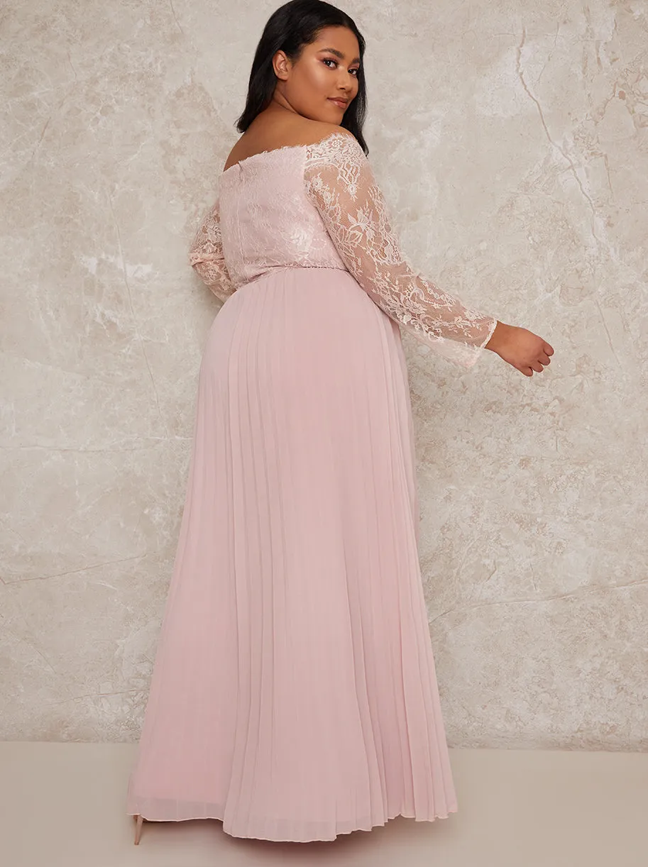 Plus Size Lace Sleeve Dress In Pink sold by Chi Chi London product image thumbnail 4