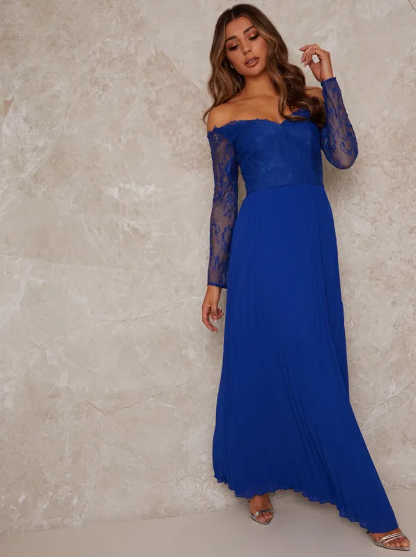 Lace Sleeve Dress in Blue sold by Chi Chi London