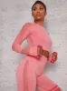 Eyelet Detail Long Sleeve Gym Top in Pink sold by Chi Chi London