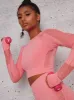 Eyelet Detail Long Sleeve Gym Top in Pink sold by Chi Chi London