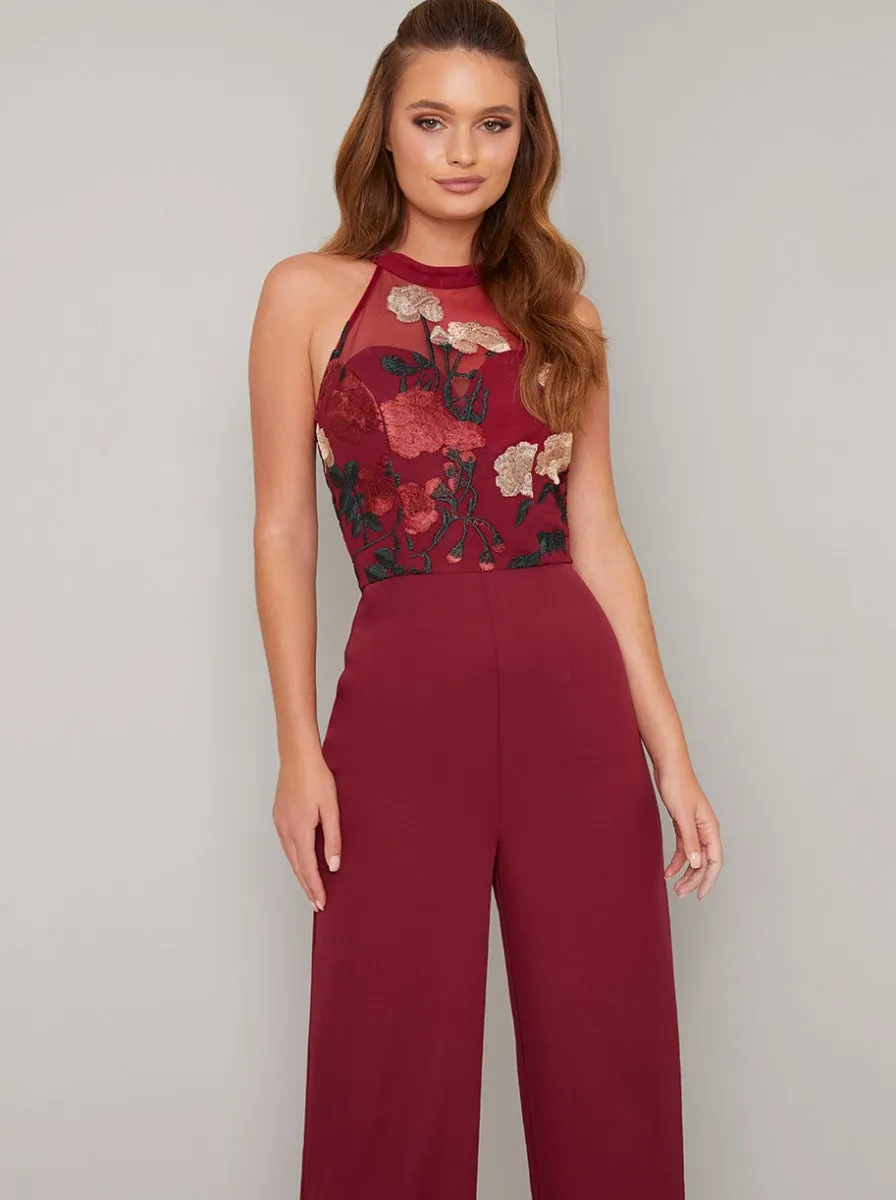 Lace Bodice Wide Leg Jumpsuit in Red sold by Chi Chi London product image thumbnail 2