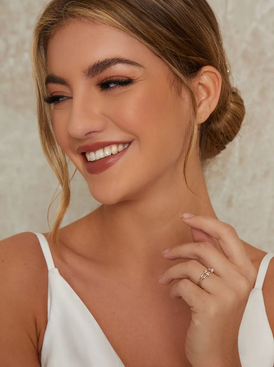 Faux Pearl Diamante Ring in Silver Tone sold by Chi Chi London product image thumbnail 2