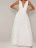 V Neck Embroidered Wedding Dress in White sold by Chi Chi London