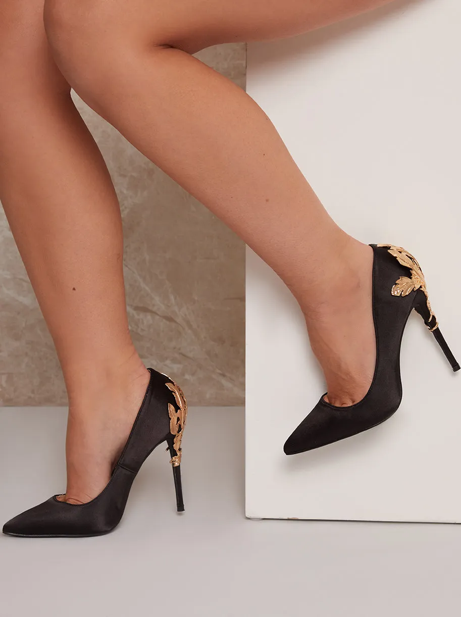 Embellished High Heel Satin Court Shoes in Black sold by Chi Chi London product image thumbnail 2
