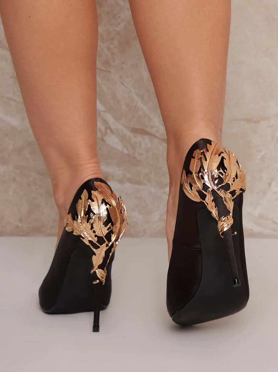 Embellished High Heel Satin Court Shoes in Black sold by Chi Chi London product image thumbnail 4