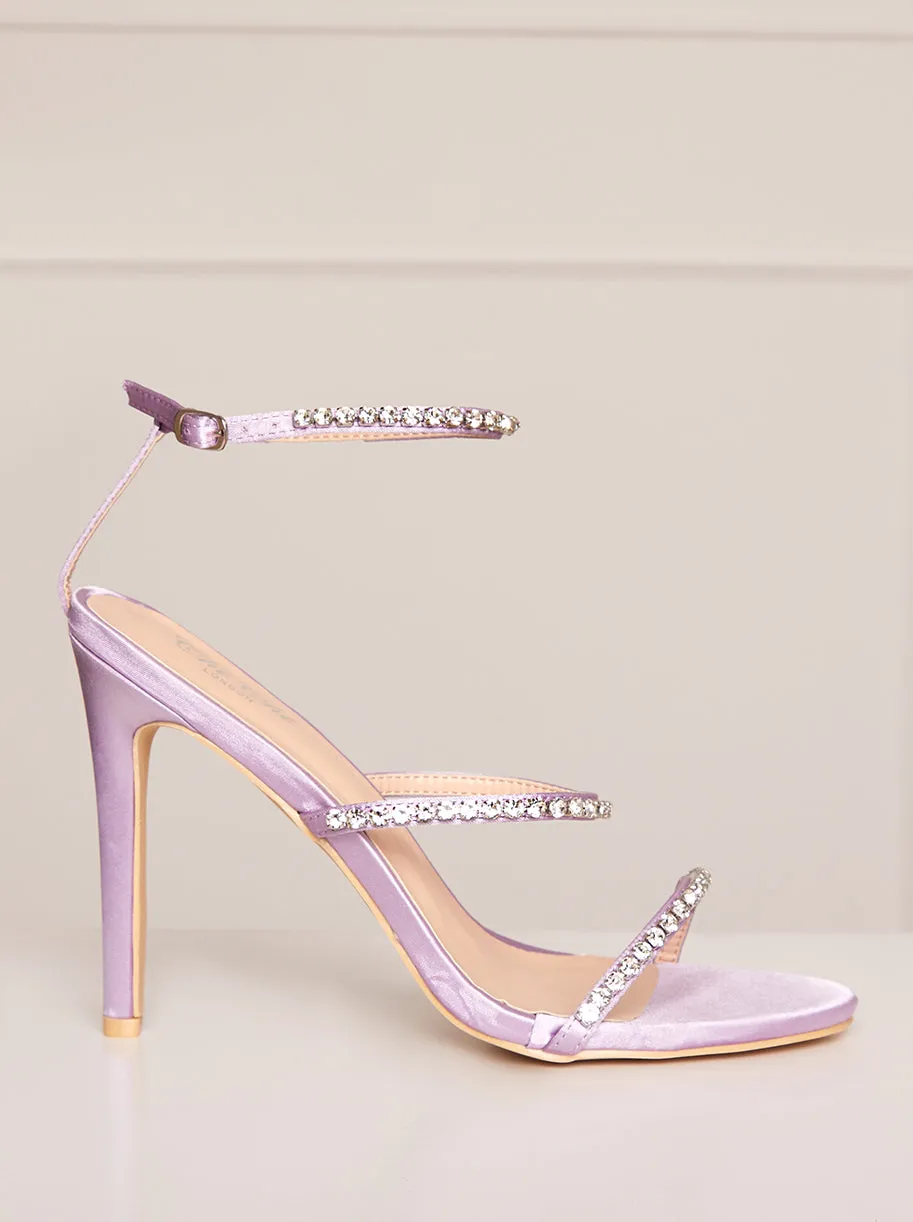 High Heel Diamante Strap Sandals in Lilac sold by Chi Chi London product image thumbnail 4
