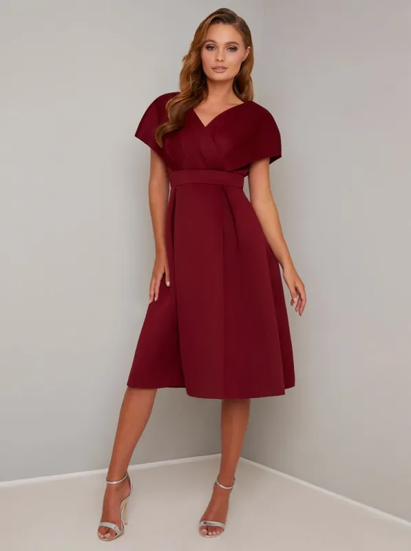 Wrap Detail Tall Midi Dress in Red sold by Chi Chi London