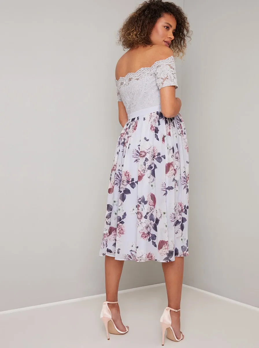 Lace Floral Print Maternity Midi Dress in Purple sold by Chi Chi London product image thumbnail 3