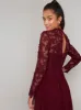 Petite Long Sleeved Lace Midi Dress in Red sold by Chi Chi London