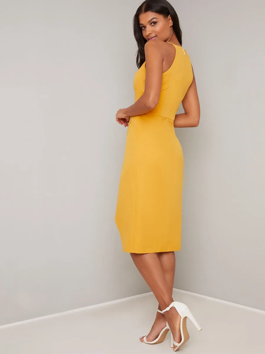 Cami Strap Wrap Style Midi Dress in Yelllow sold by Chi Chi London product image thumbnail 4