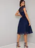 Tall Baroque Style Tea Midi Dress in Blue sold by Chi Chi London