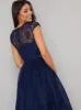 Tall Baroque Style Tea Midi Dress in Blue sold by Chi Chi London