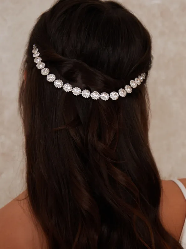 Round Gemstone Hair Piece in Silver sold by Chi Chi London