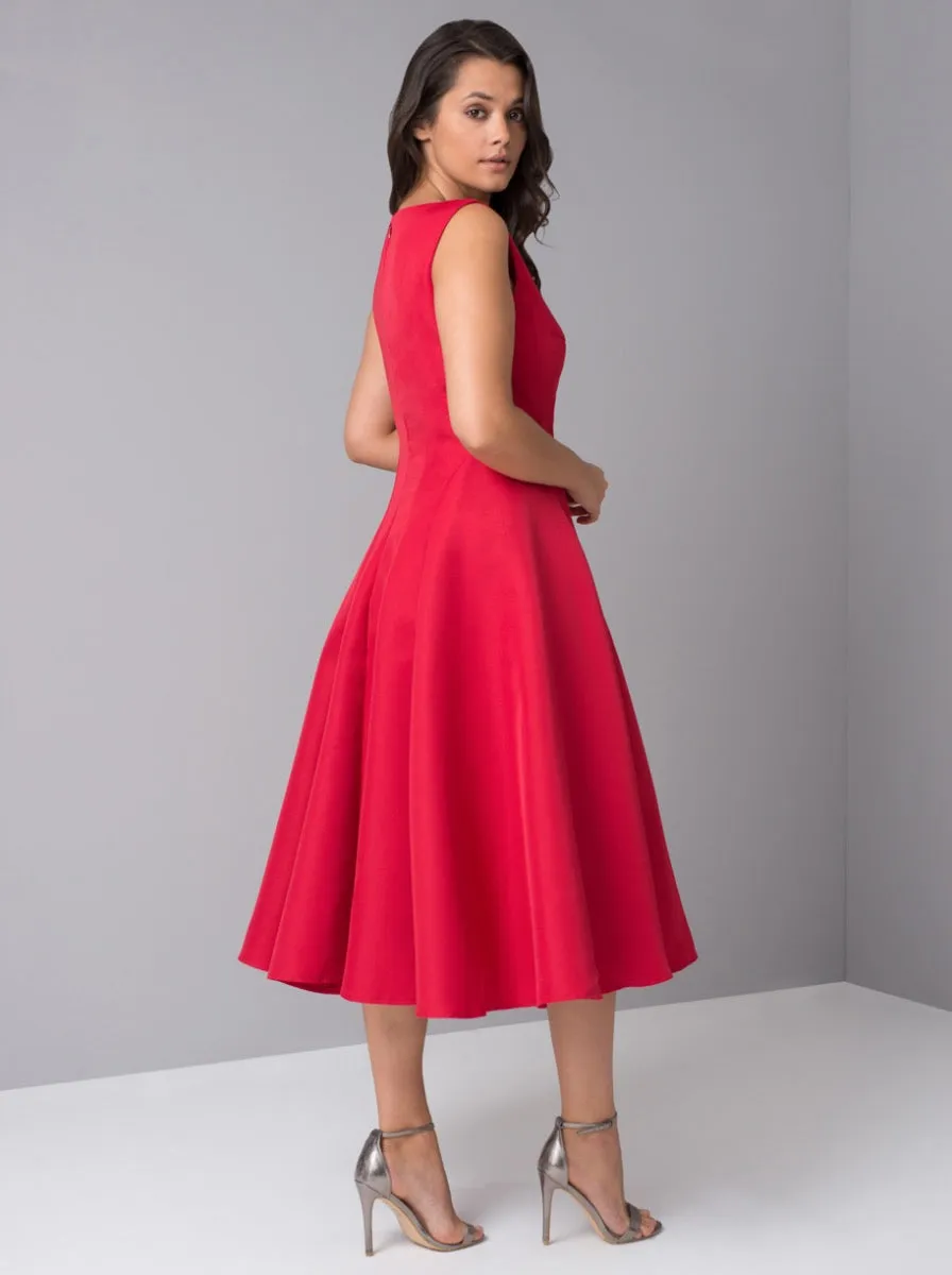 Boat Neck Skater Dress in Red sold by Chi Chi London product image thumbnail 3