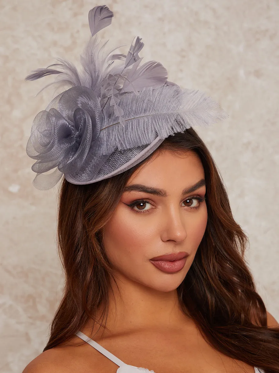 Feather Detail Fascinator in Grey sold by Chi Chi London product image thumbnail 2