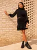 Long Sleeve Top with Shirred Waist in Black sold by Chi Chi London