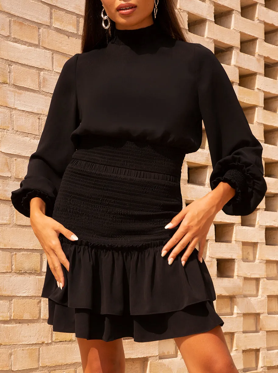 Long Sleeve Top with Shirred Waist in Black sold by Chi Chi London product image thumbnail 5