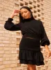 Long Sleeve Top with Shirred Waist in Black sold by Chi Chi London