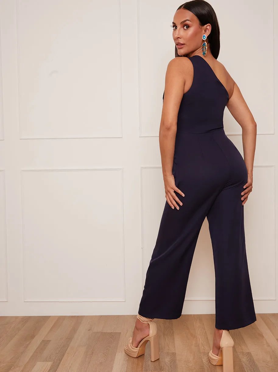 Petite Cut Out One Shoulder Jumpsuit in Navy sold by Chi Chi London product image thumbnail 4