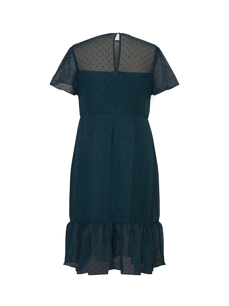 Plus Size Spot Print Chiffon Dress in Green sold by Chi Chi London product image thumbnail 2