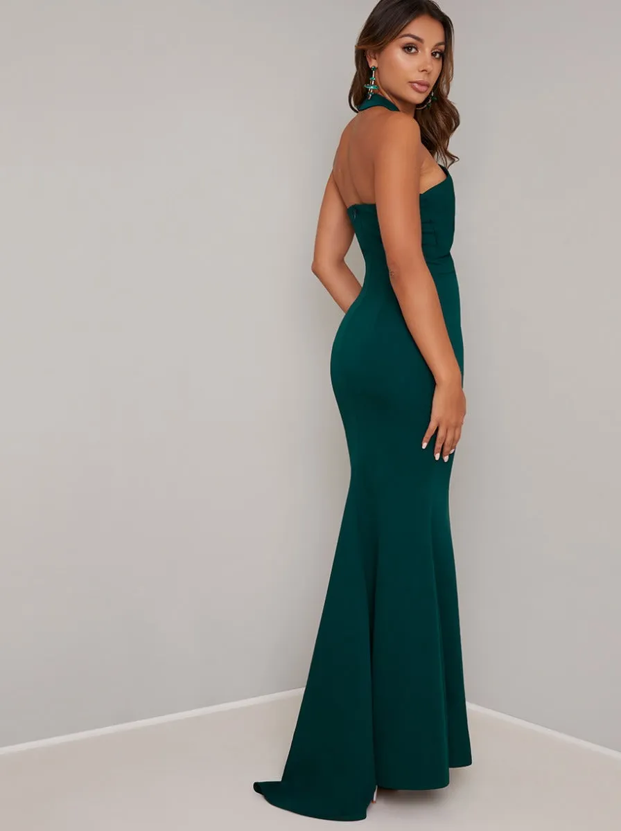 Halterneck Bodycon Maxi Dress In Teal sold by Chi Chi London product image thumbnail 2