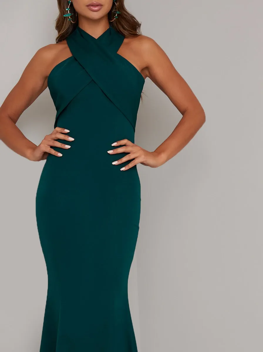 Halterneck Bodycon Maxi Dress In Teal sold by Chi Chi London product image thumbnail 3