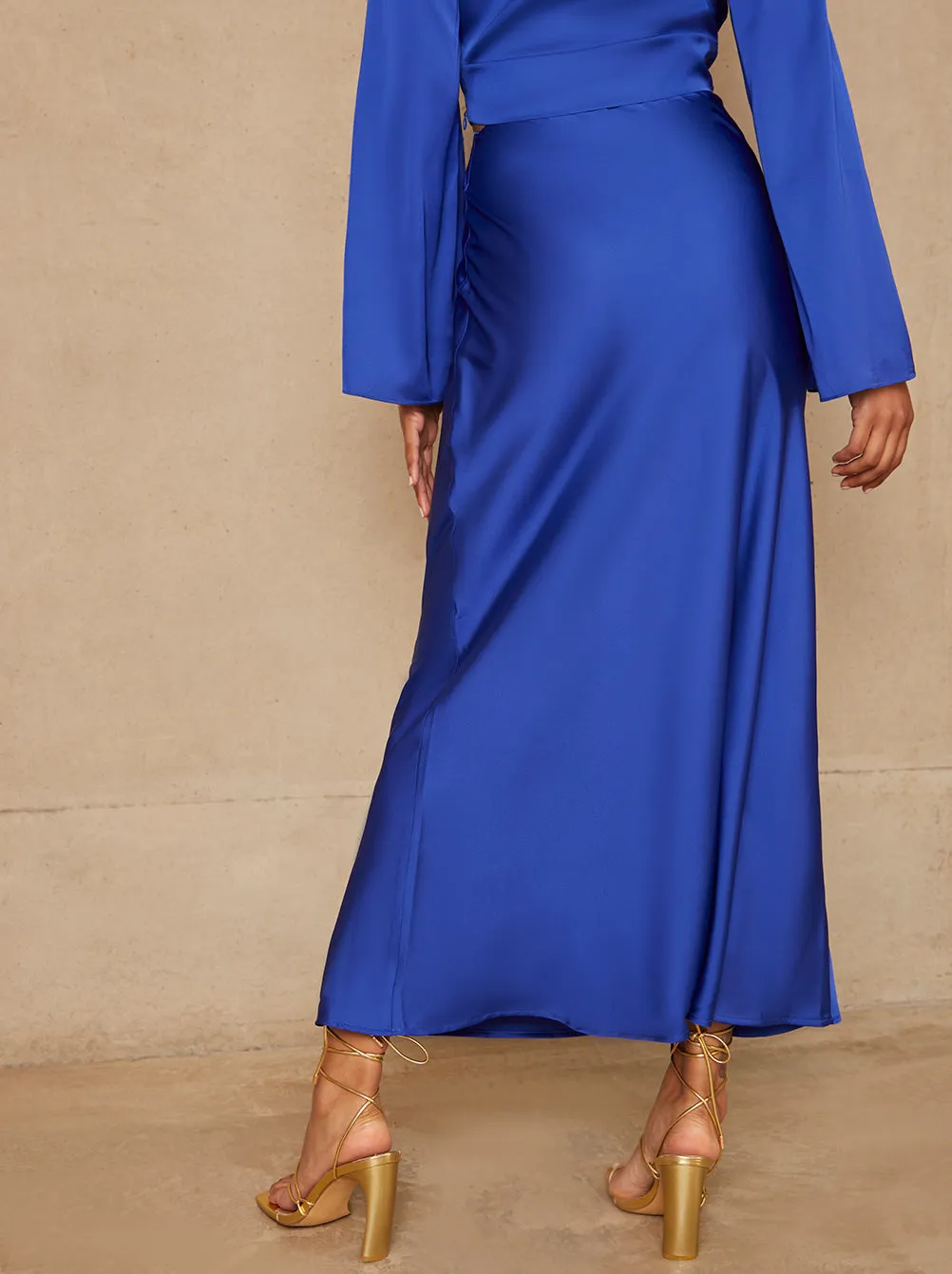 Satin Slip Maxi Skirt in Blue sold by Chi Chi London product image thumbnail 5