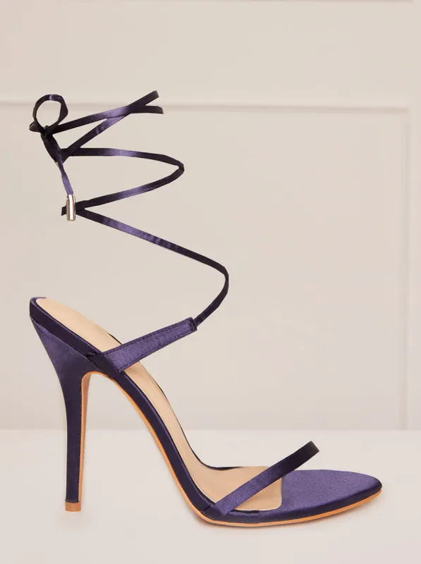 High Heel Lace-Up Sandals in Navy sold by Chi Chi London
