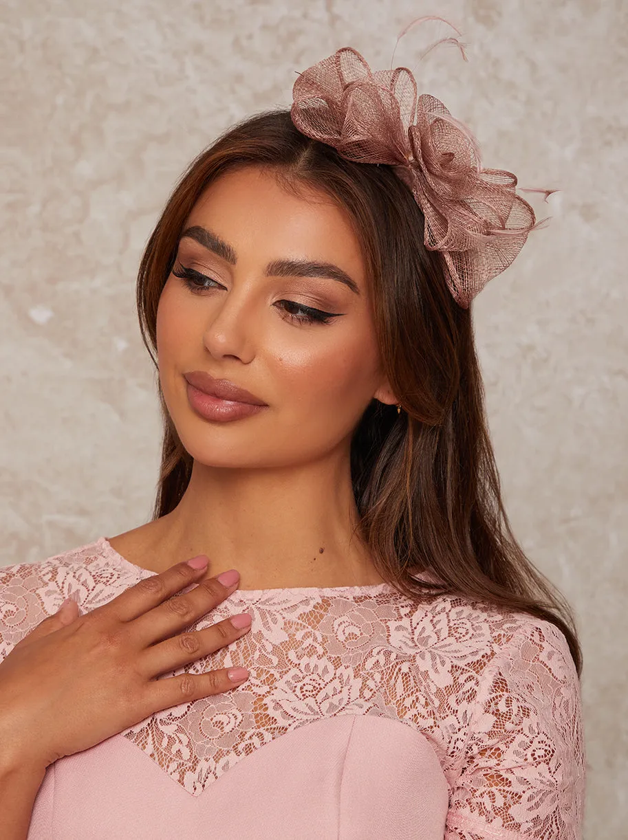 Feather Detail Fascinator in Pink sold by Chi Chi London product image thumbnail 3