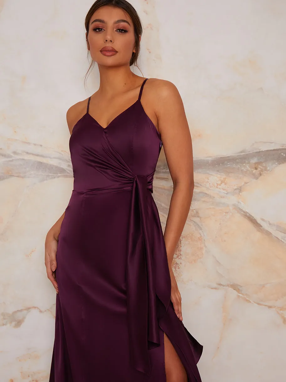 Satin Finish Drape Maxi Dress in Purple sold by Chi Chi London product image thumbnail 2