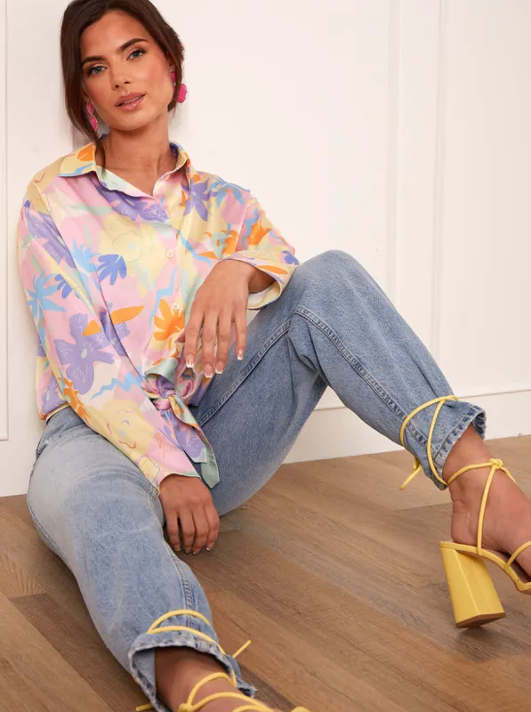 High Neck Long Sleeve Top in Pink sold by Chi Chi London