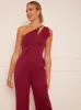 Cut Out One Shoulder Jumpsuit in Berry sold by Chi Chi London