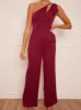 Cut Out One Shoulder Jumpsuit in Berry sold by Chi Chi London