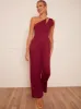 Cut Out One Shoulder Jumpsuit in Berry sold by Chi Chi London