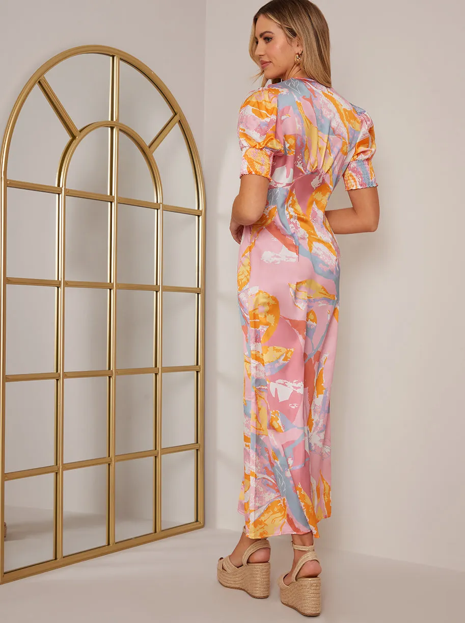 Short Sleeve Printed Midi Dress in Pink sold by Chi Chi London product image thumbnail 4