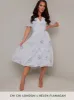 V Neck Short Sleeve Midi Floral Dress in White sold by Chi Chi London