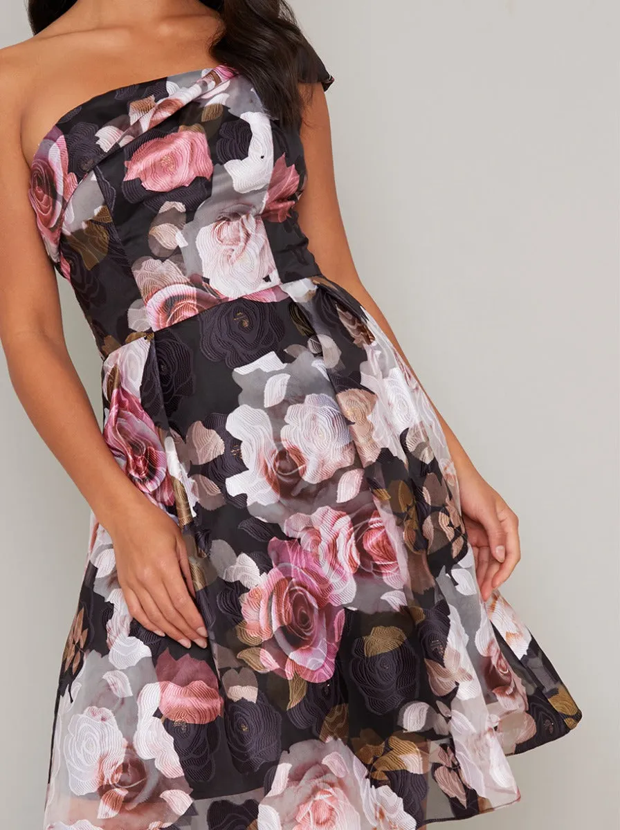 Petite Floral Print Strapless Midi Dress in Black sold by Chi Chi London product image thumbnail 3