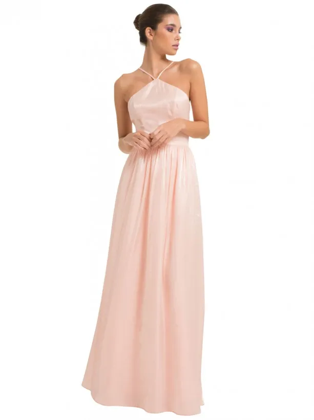 Halterneck Sheen Maxi Dress in Pink sold by Chi Chi London product image thumbnail 2