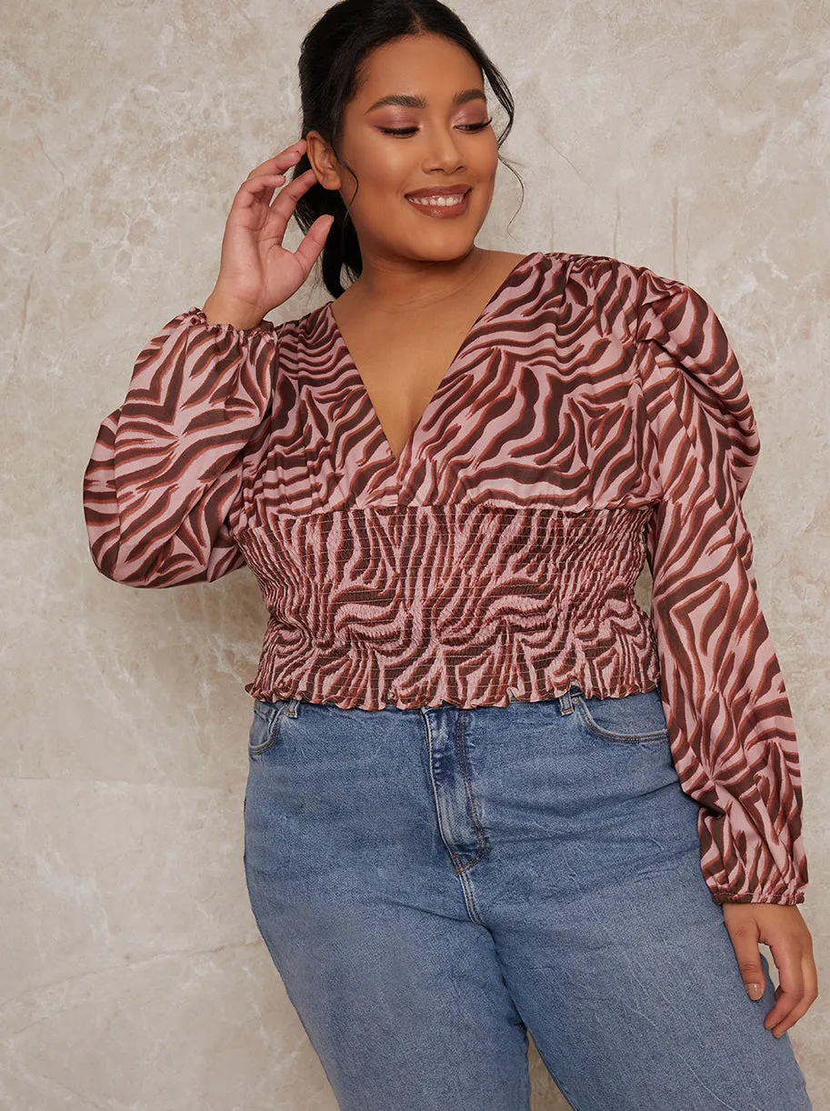Plus Size Animal Print Top in Pink sold by Chi Chi London