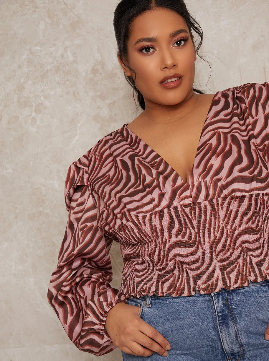 Plus Size Animal Print Top in Pink sold by Chi Chi London product image thumbnail 4